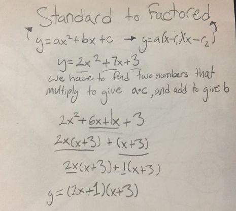 standard form to factored form
 Quadratics - EMMA
